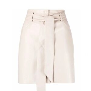 Nanushka beige Meda Vegan Leather Miniskirt Sz L New With Tags